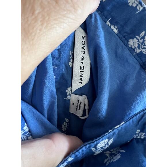 Janie And Jack Girls Dress Sz 5 Floral Blue Long Summer - Picture 2 of 4